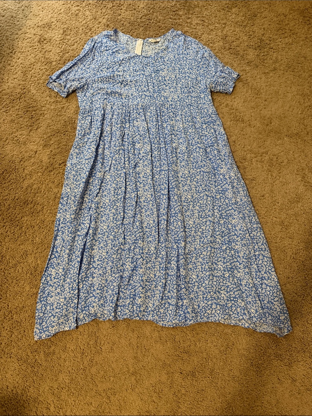 Blue Floral Midi Dress, XXl